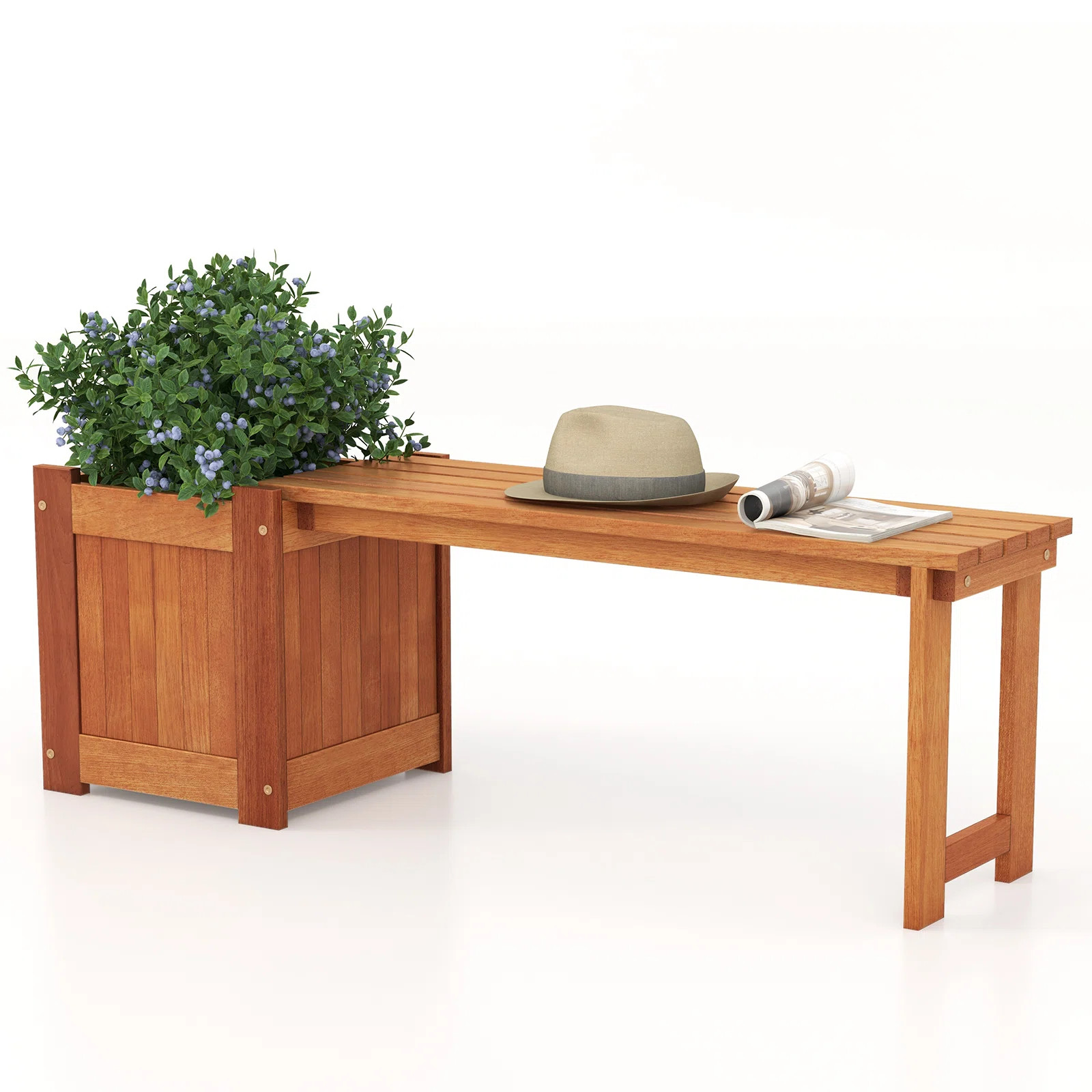 Latitude Run® Bench with Planter Box 2 in 1 Wooden Flower Box Kit with Seat | Wayfair | Wayfair North America