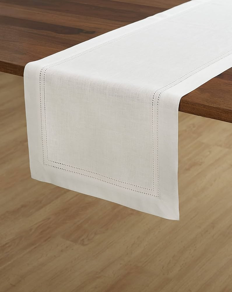 Solino Home Linen White Table Runner 14 x 90 Inch – 100% Pure Linen Double Hemstitch Table Runn... | Amazon (US)