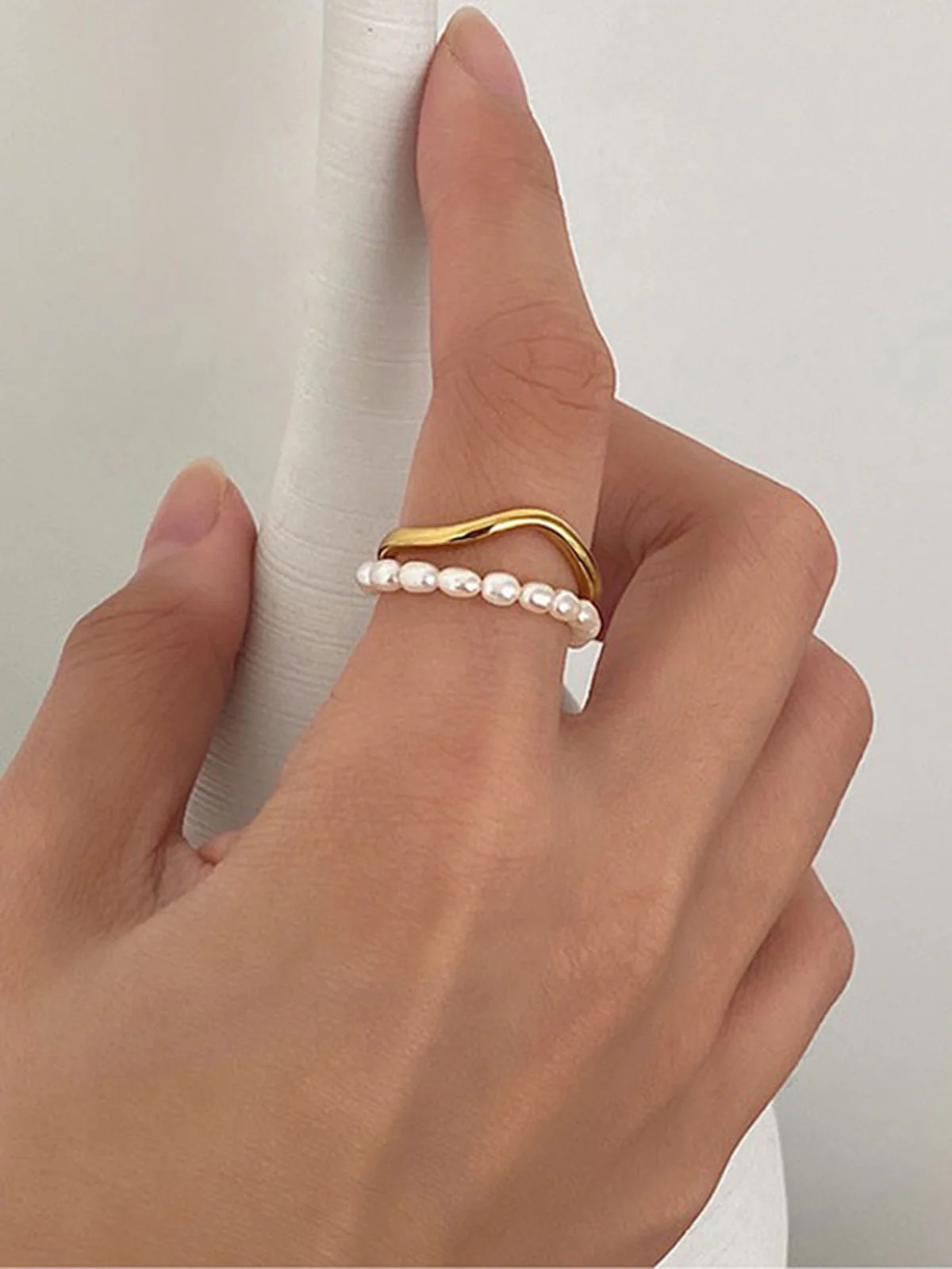 Double Layer Pearl Ring | Commense