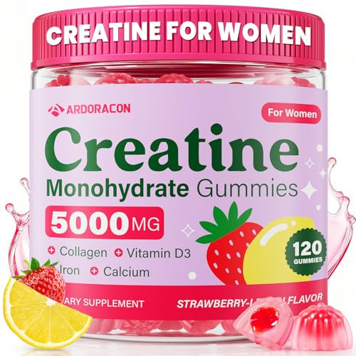 Creatine for Women, Creatine Monohydrate Gummies with Collagen, Vitamin D3 & Calcium for Muscles, Booty & Energy, Flavored Sugar Free Creatine Gummies Post & Pre Workout Supplements for Women, 120 Ct | Amazon (US)