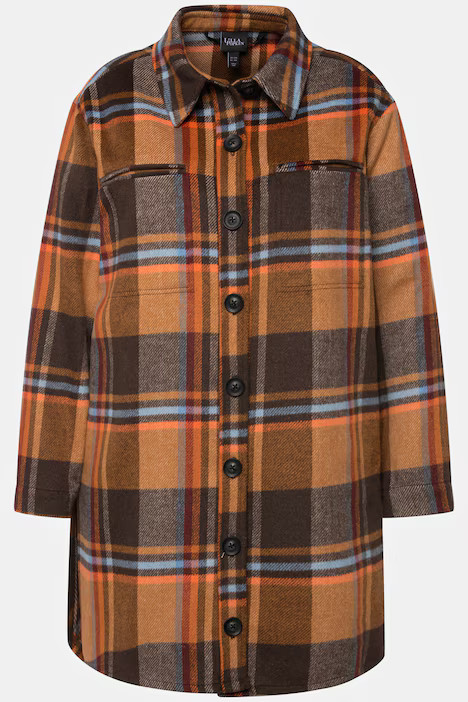 Longline Flannel Shacket | Ulla Popken - US & CA