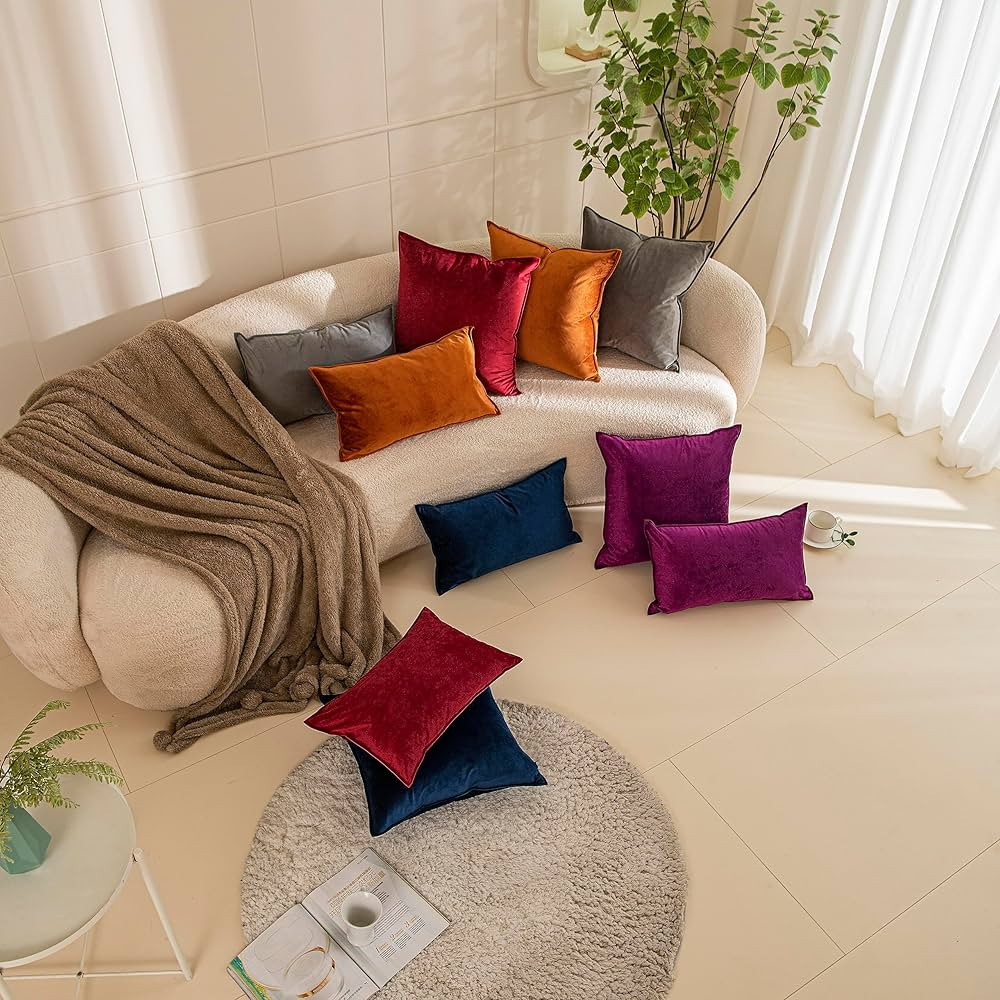 JUSPURBET Burnt Orange Decorative Velvet Throw Pillow Covers 26x26 inch Set of 2,Broadside Soft S... | Amazon (US)