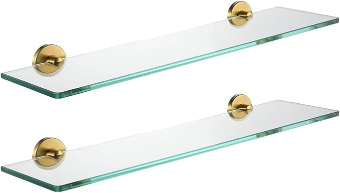 JQK Bathroom Glass Shelf Gold, Tempered Glass Shower Storage 20 by 5 inches, 304 Stainless Steel ... | Amazon (CA)