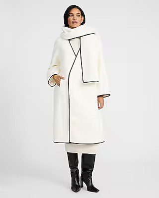 Faux Leather Tipped Scarf Coat | Express