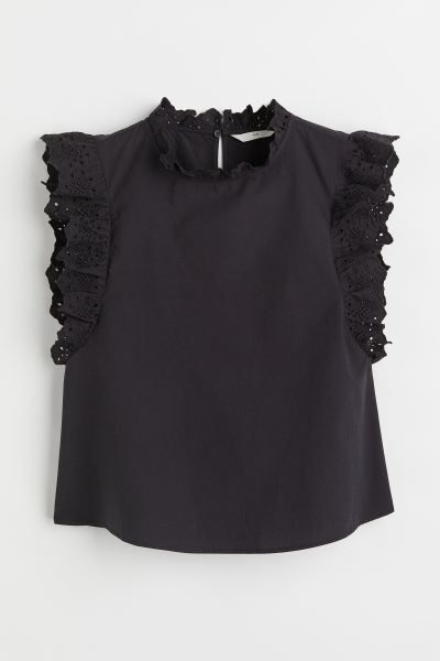 Broderie anglaise frill-trimmed blouse | H&M (UK, MY, IN, SG, PH, TW, HK)