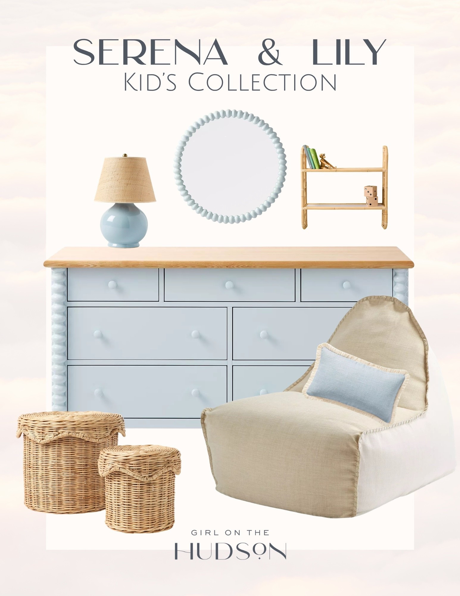 These Serena & Lily kids pieces are such a beautiful way to create a soft, coastal inspired space that still feels playful and functional. I love how the painted dresser, woven storage, and upholstered seating bring in that signature Serena & Lily texture mix, while the mirror and lighting add just enough detail to keep everything feeling light and elevated. It’s the kind of collection that makes it easy to build a cohesive kids space without overthinking every piece.

serena and lily kids, serena and lily nursery, coastal kids room decor, blue nursery furniture, woven storage baskets, rattan kids decor, kids room mirror ideas, nursery dresser styling, neutral kids room design, serena and lily furniture, coastal nursery inspiration girlonthehudson

#LTKKids #LTKHome #LTKBaby