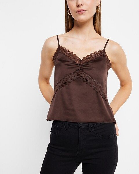 Satin Lace Trim Cami | Express