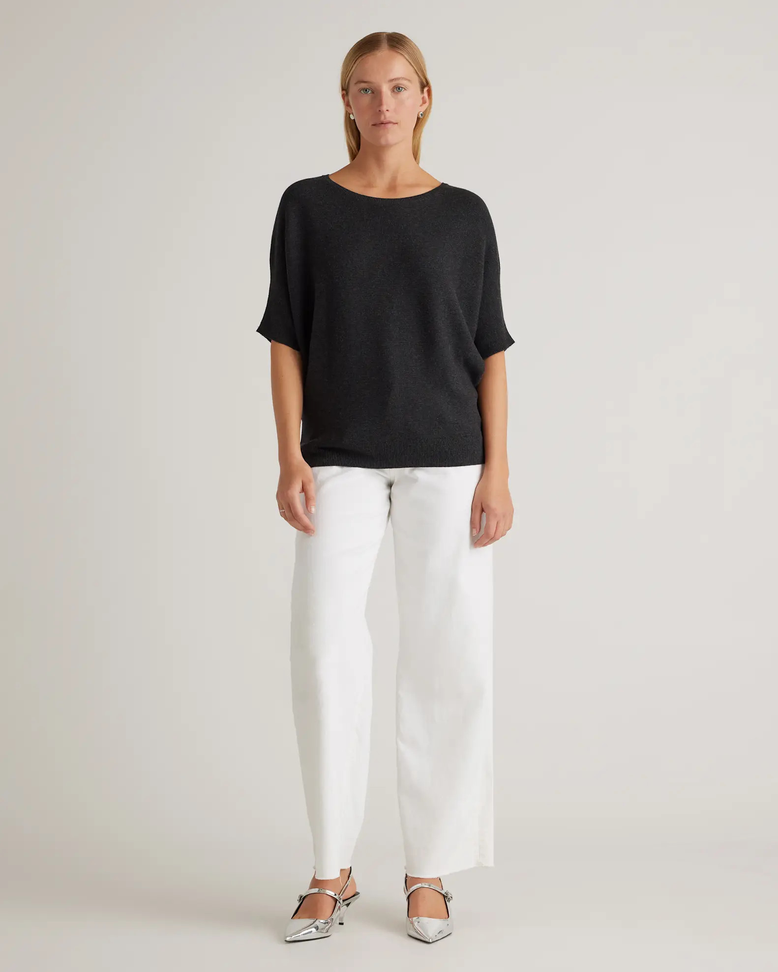 Lightweight Cotton Cashmere Link-Stitch Dolman Sweater | Quince