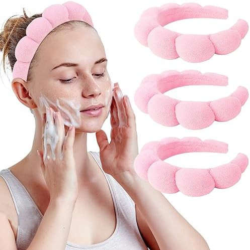 WHAVEL 3 Pack Spa Headband Skincare Headbands, Makeup Headband Sponge Terry Cloth Headbands Face ... | Amazon (US)