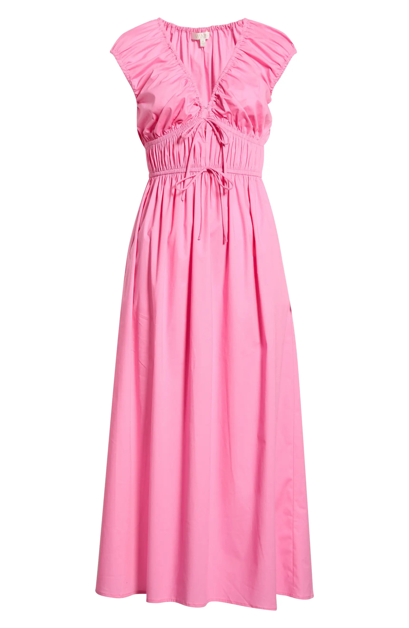 Liv Ruched Stretch Cotton Poplin Midi Dress | Nordstrom