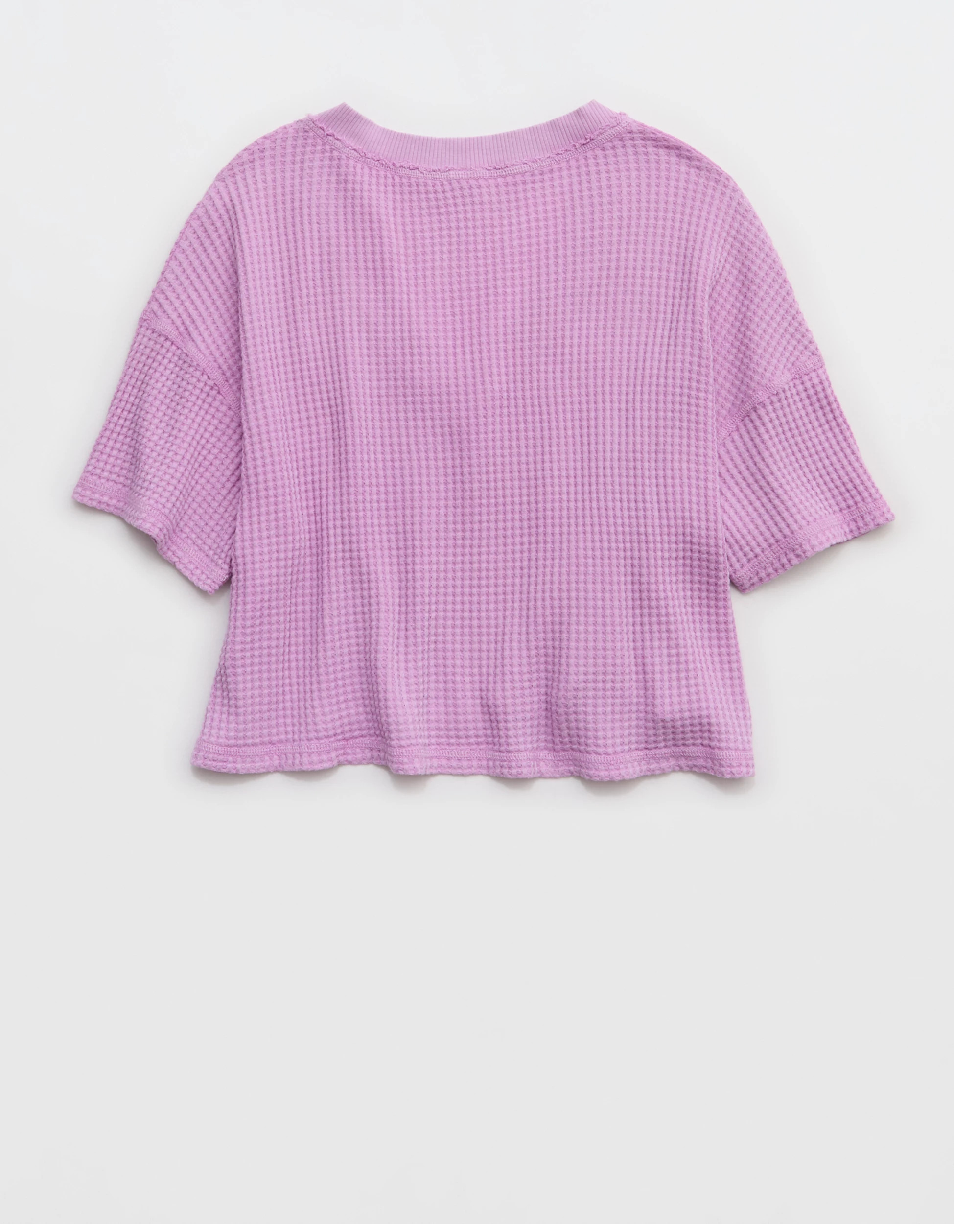 OFFLINE By Aerie Wow! Waffle V Neck Cropped Relaxed Short Sleeve T-Shirt | Aerie