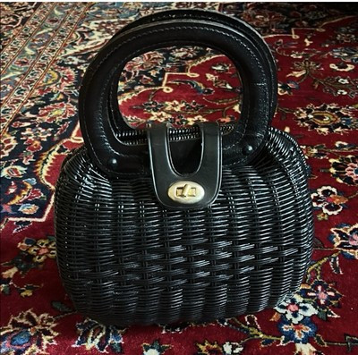 Marchioness Vintage Black Wicker Handbag with gold Hardware | eBay US