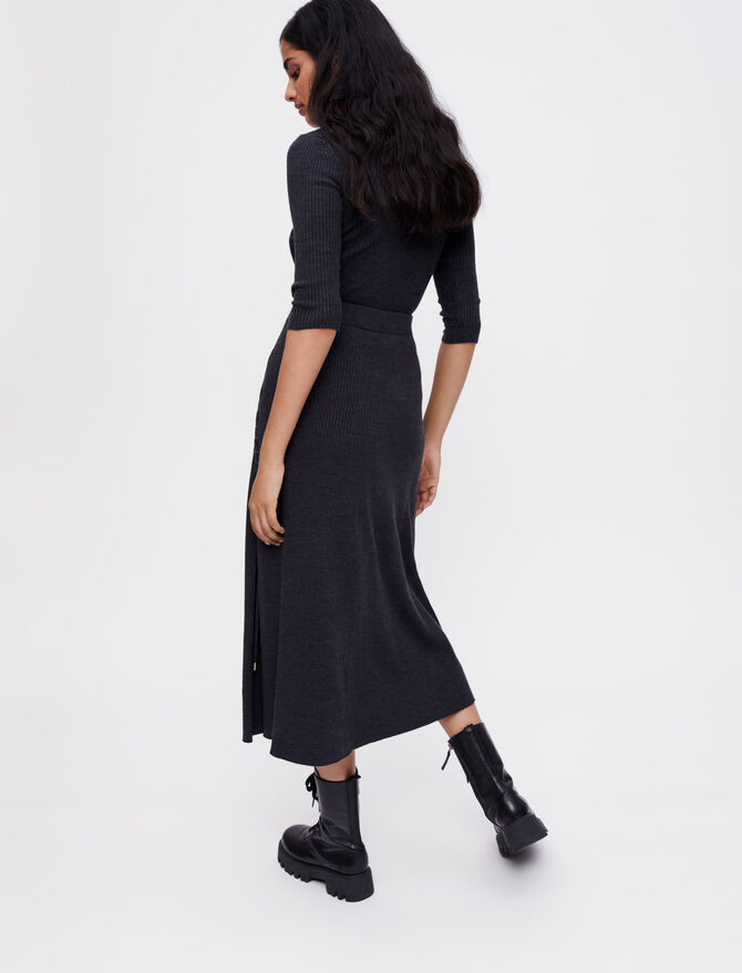 Knit midi skirt with silver-tone eyelets | Maje US