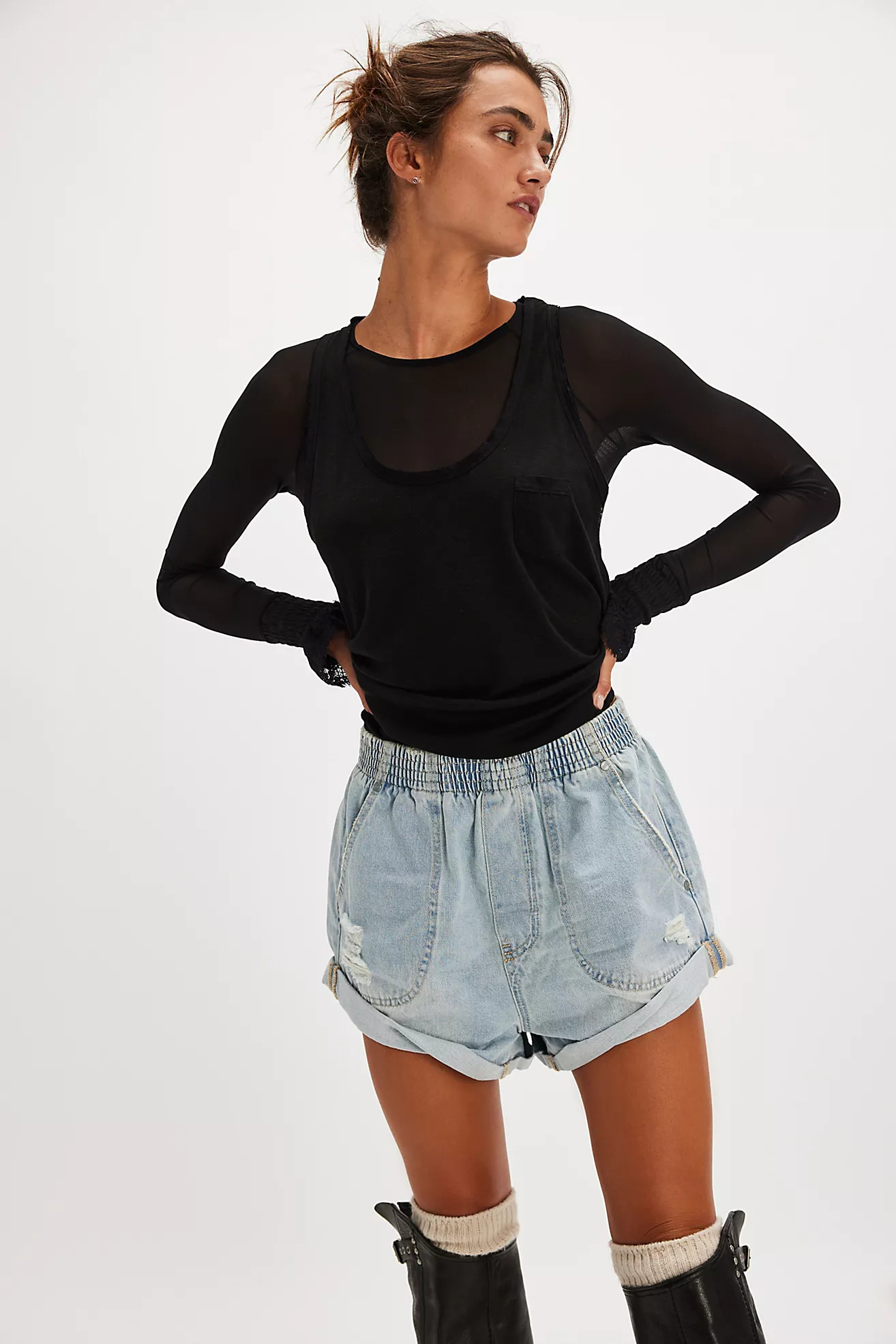 OneTeaspoon Hunters Mid-Length Relaxed Shorts | Free People (Global - UK&FR Excluded)