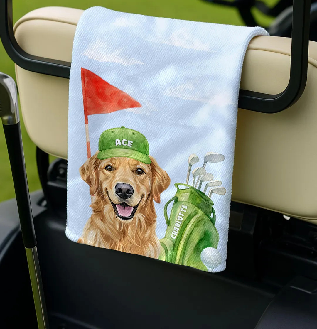 Custom Pet Golf Towel With Pet Photo + Pet Name, Custom Dog Golf Towel, Personalized Dog Dad Golf... | Etsy (US)