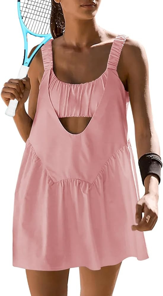 Sexyasasii Women Tennis Dress with Built in Shorts and Bra Sleeveless Casual Backless Golf Dress ... | Amazon (US)