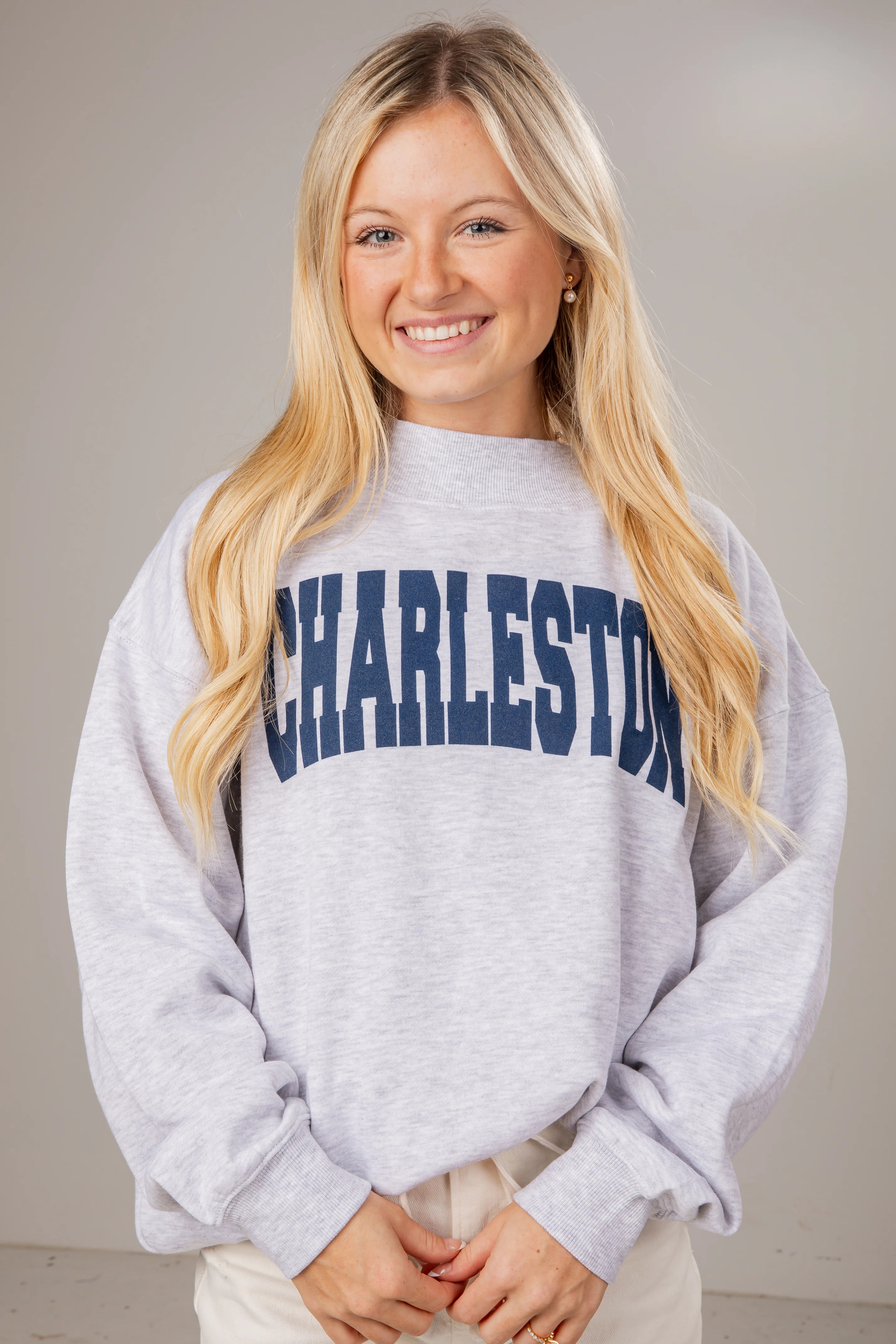Heather Grey Charleston Mockneck Sweatshirt | DU Exclusive | DressUp | Dress Up