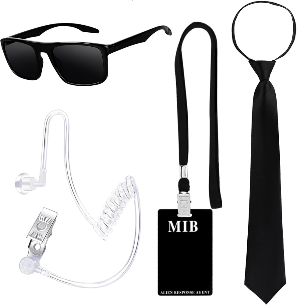 Kavoc Halloween Agent Costume Set Include Sunglasses Zip Tie ID Badge Prop and Fake Earpiece for ... | Amazon (US)