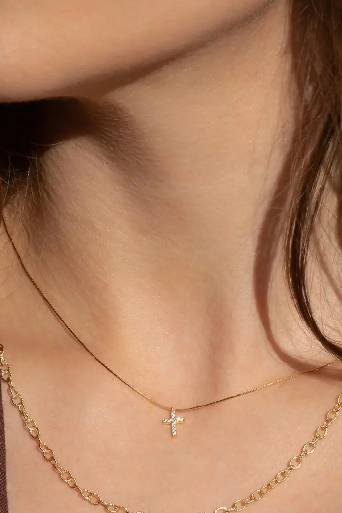 Sterling Silver 18k Gold Plated Weiss Cross Necklace Holiday Gift Idea | Nordstrom