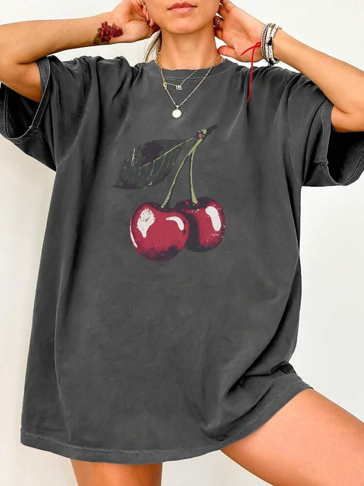 INAWLY Women's Round Neck Drop Shoulder T-Shirt, Minimalist & Fashionable, Suitable For Summer | SHEIN