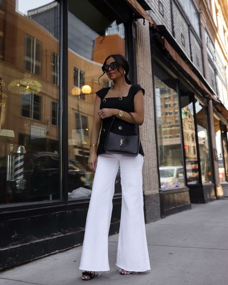 Workwear spring outfit 
Reformation black linen top wearing an XS
Mother white wide leg denim 
Celine sunglasses 



#LTKstyletip #LTKworkwear #LTKSeasonal