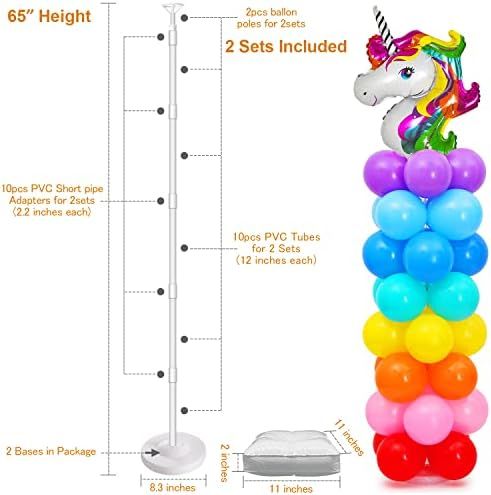 2 Set Balloon Column Stand Kit Base and Pole 65 inch Height + 30Pcs Balloon Rings, Balloon Tower Dec | Amazon (US)
