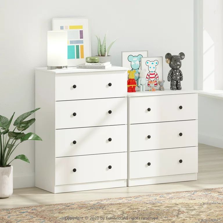 Furinno Tidur Simple Design 4-Drawer Dresser, Solid White | Walmart (US)