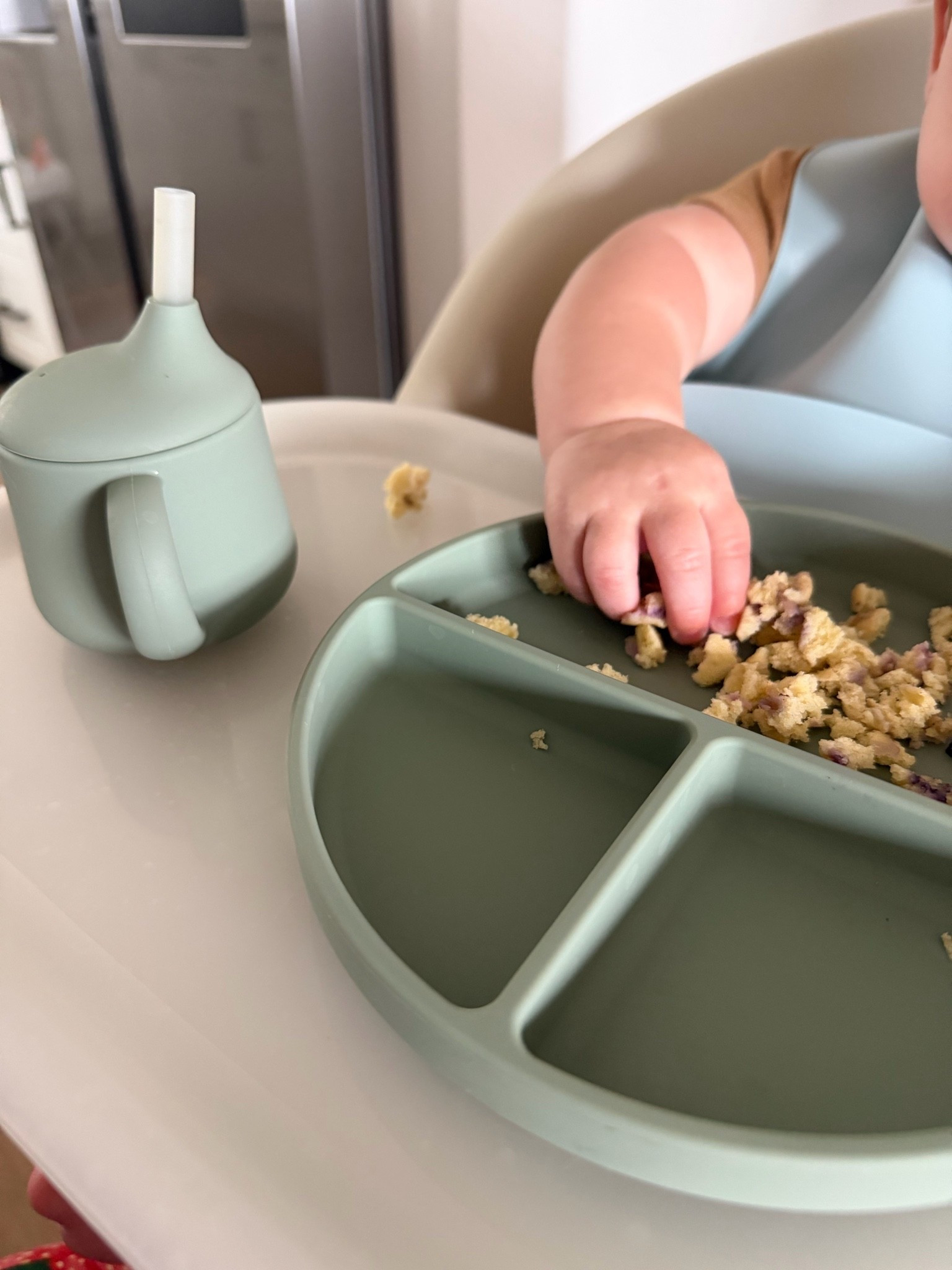 Really loving this little feeding setup lately 🤍 Having baby plates and cups that are easy for him to use and just as easy for me to clean makes mealtime feel so much simpler.

—

baby feeding essentials, baby plate, sippy cup, straw cup, baby high chair, high chair essentials, starting solids, baby meal essentials, baby tableware, silicone baby plate, baby cups, feeding baby, baby led weaning essentials, 7 month old essentials, baby mealtime, first time mom favorites

#LTKmomlife #LTKBaby
