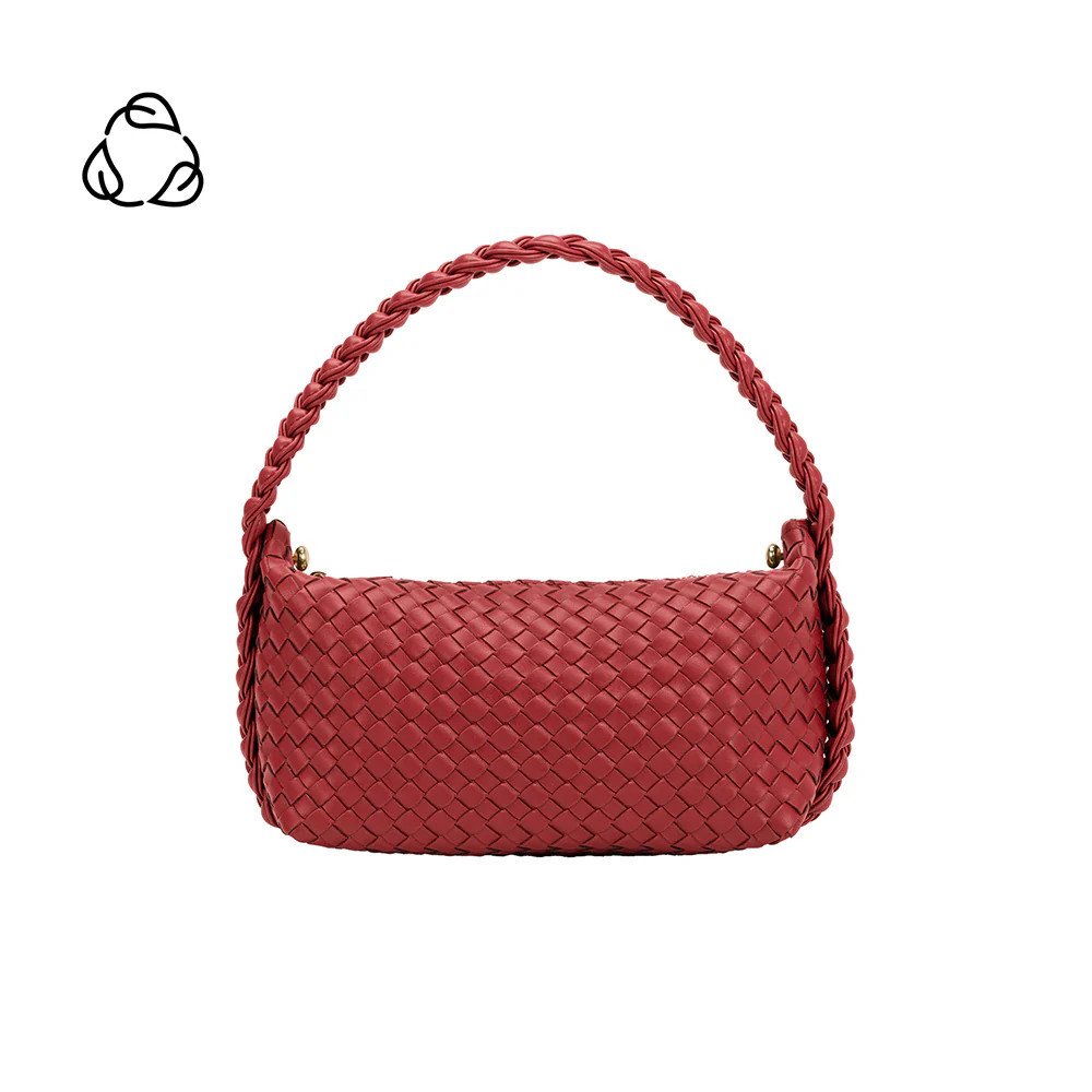 Cranberry Alma Woven Recycled Vegan Leather Crossbody Bag | Melie Bianco | Melie Bianco
