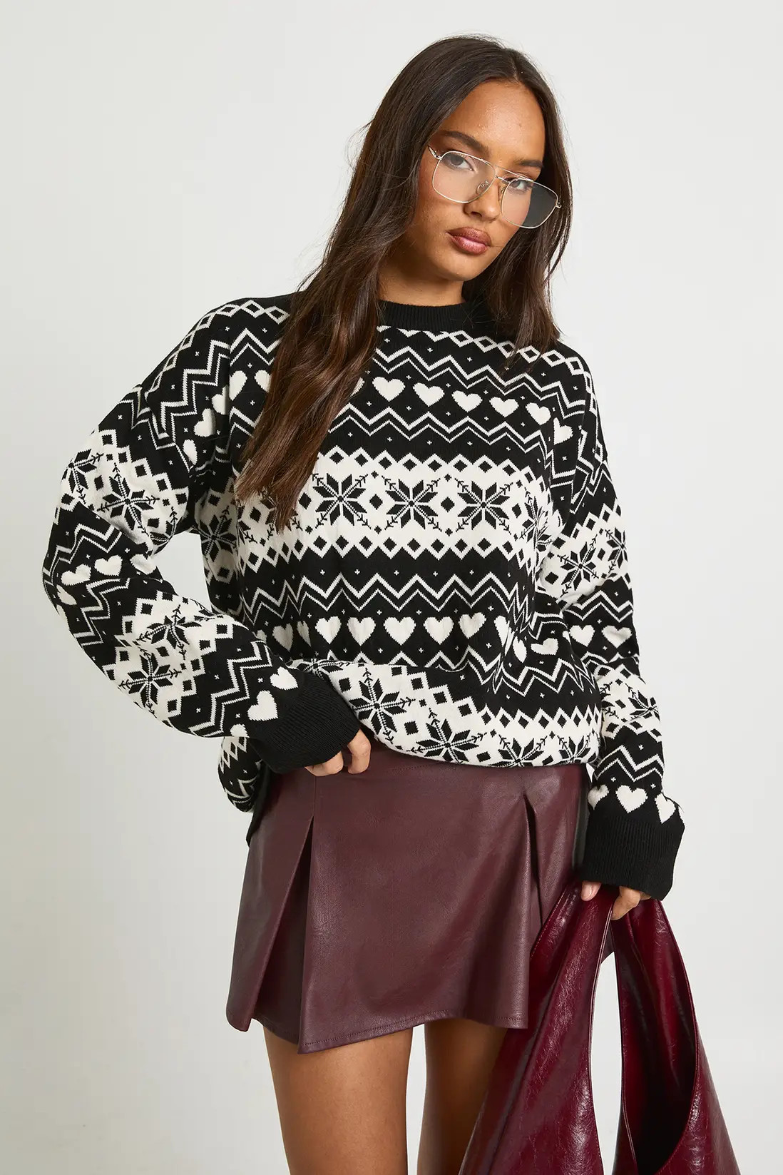 Jumpers & Cardigans | Heart Fairisle Christmas Jumper | boohoo | Debenhams UK