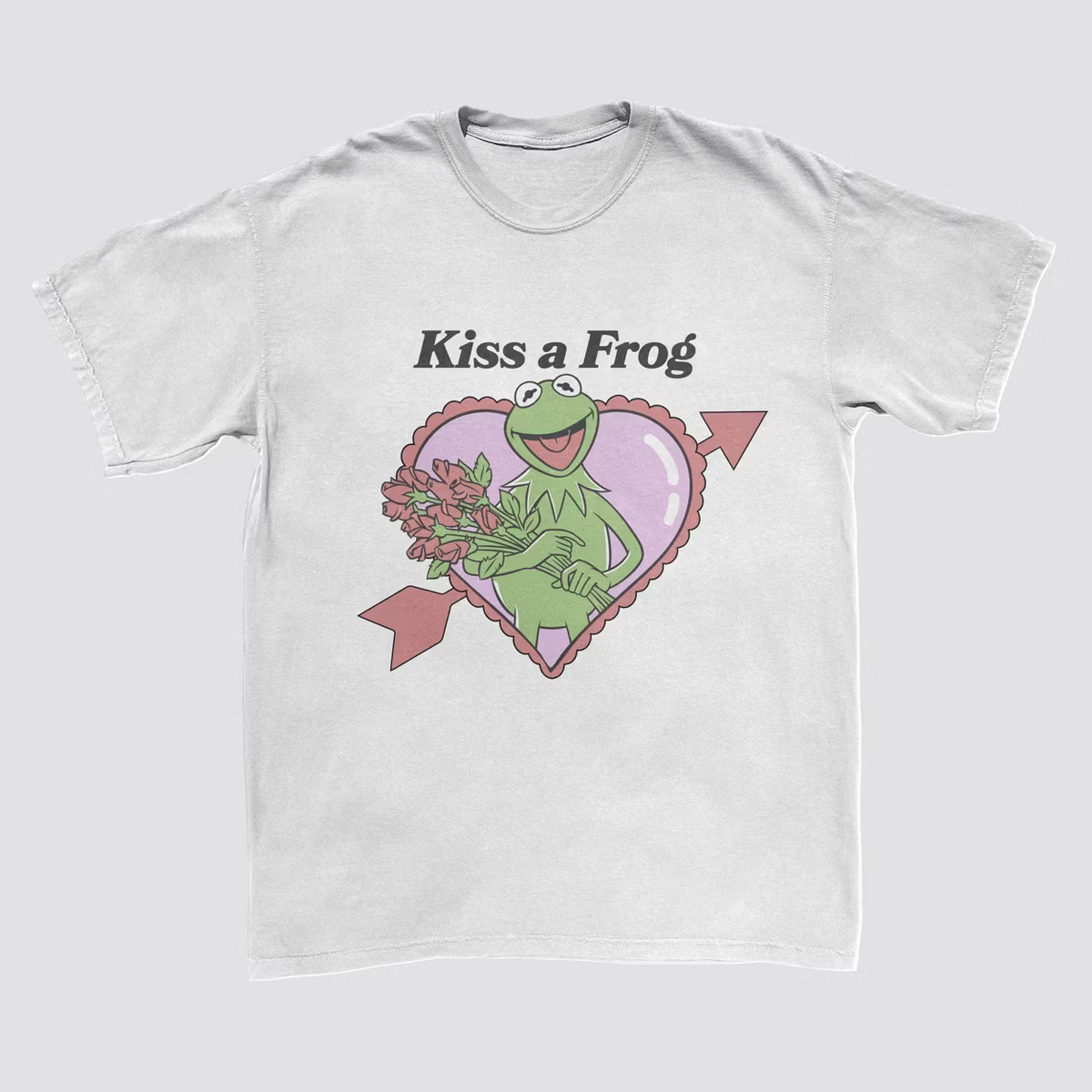 Men's The Muppets Kermit Kiss Short Sleeve Crewneck T-Shirt - White | Target