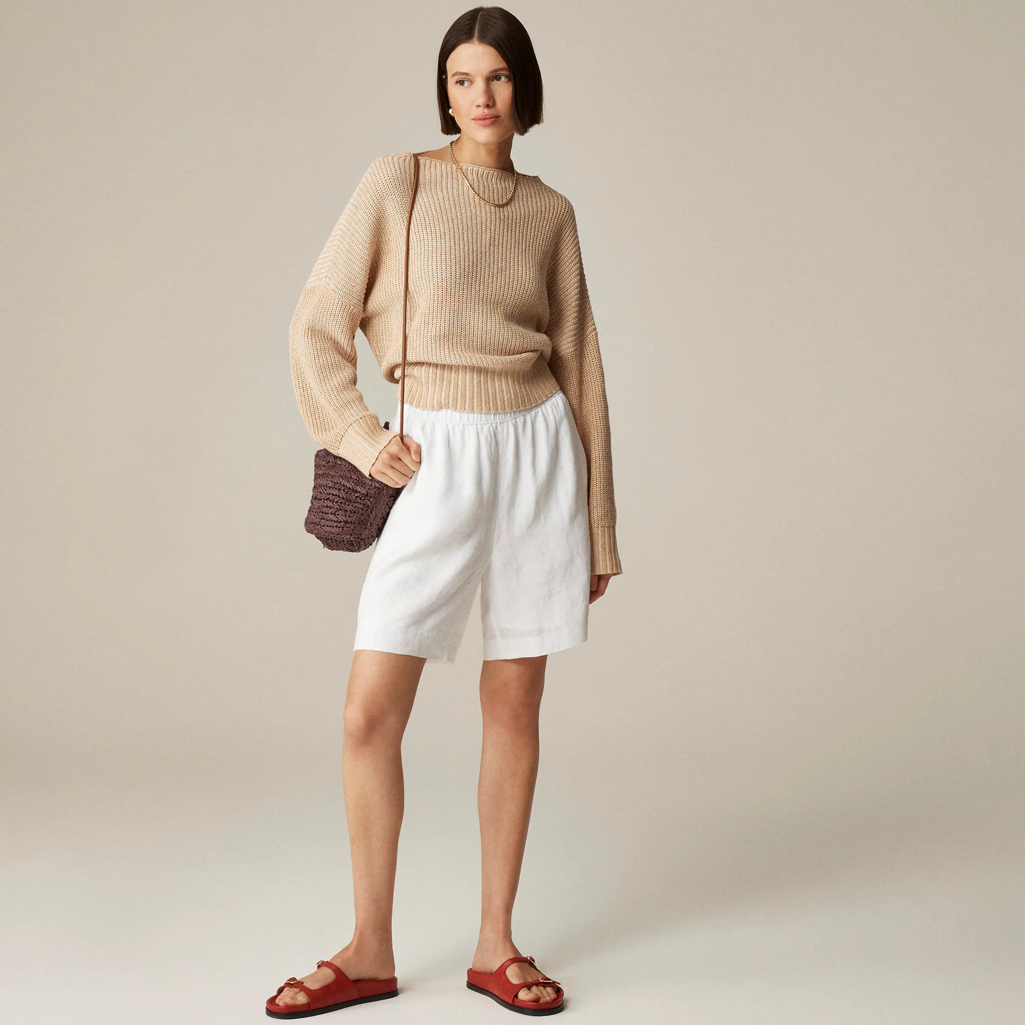 Ribbed funnelneck sweater in linen-cotton blend | J. Crew US