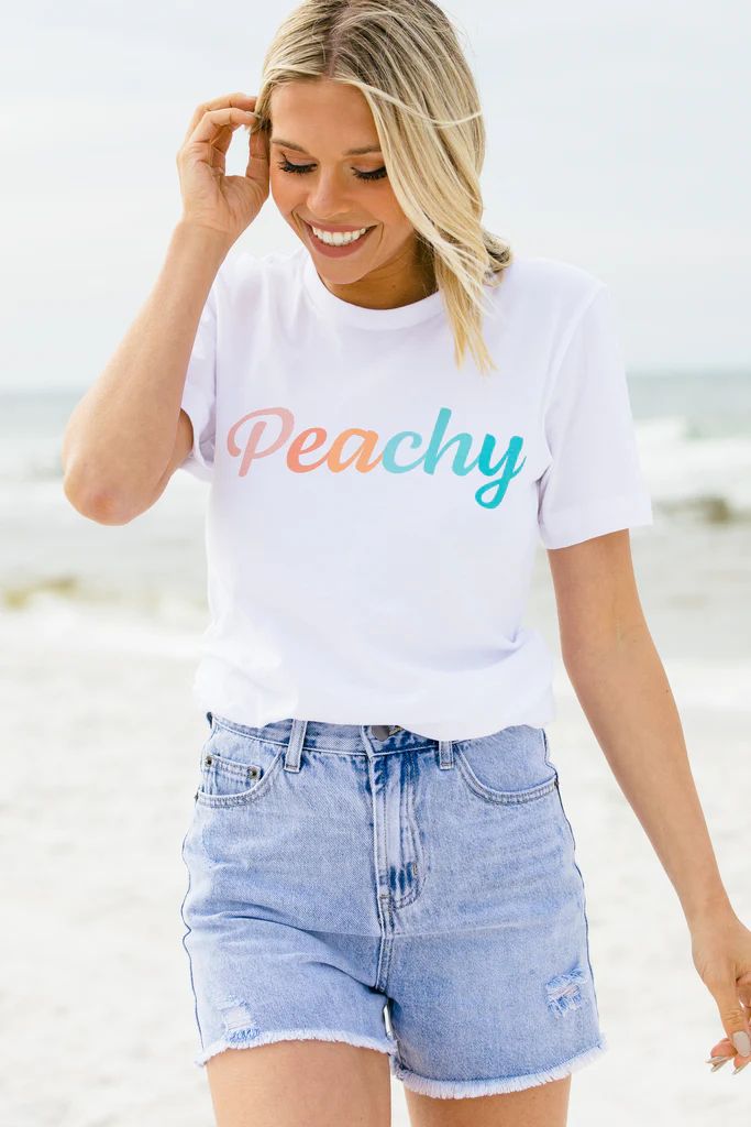 Peachy White Graphic Tee | The Mint Julep Boutique