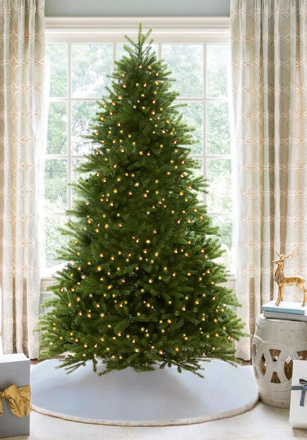 7.5' King Fraser Fir Quick-Shape Artificial Christmas Tree with 1000 Warm White & Multi-Color LED... | King of Christmas
