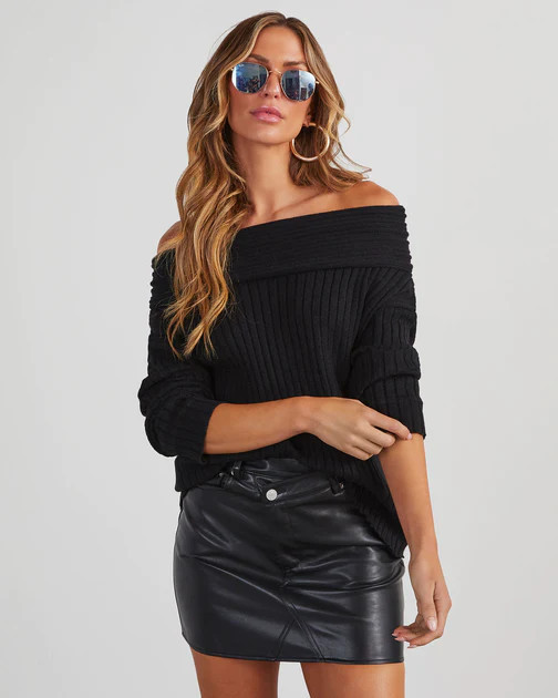 Tarol Off The Shoulder Slouch Sweater - Black | VICI