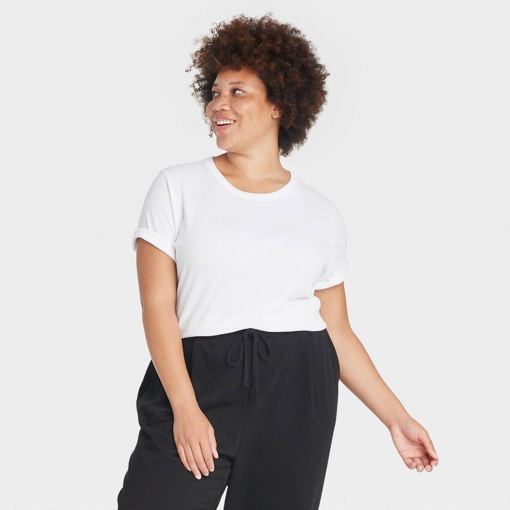Women's Plus Size Short Sleeve Rib T-Shirt - A New Day™ | Target
