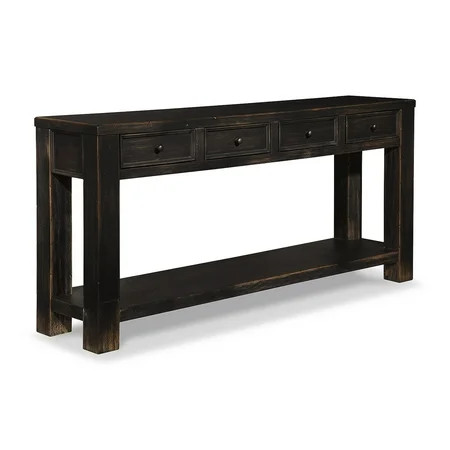Signature Design by Ashley Gavelston 64" Sofa Console Table, Weathered Black Finish, 4 Drawers, Hand-Finished, Wood & Engineered Wood | Walmart (US)