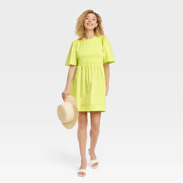 Women's Flutter Short Sleeve Knit Woven Dress - A New Day™ | Target