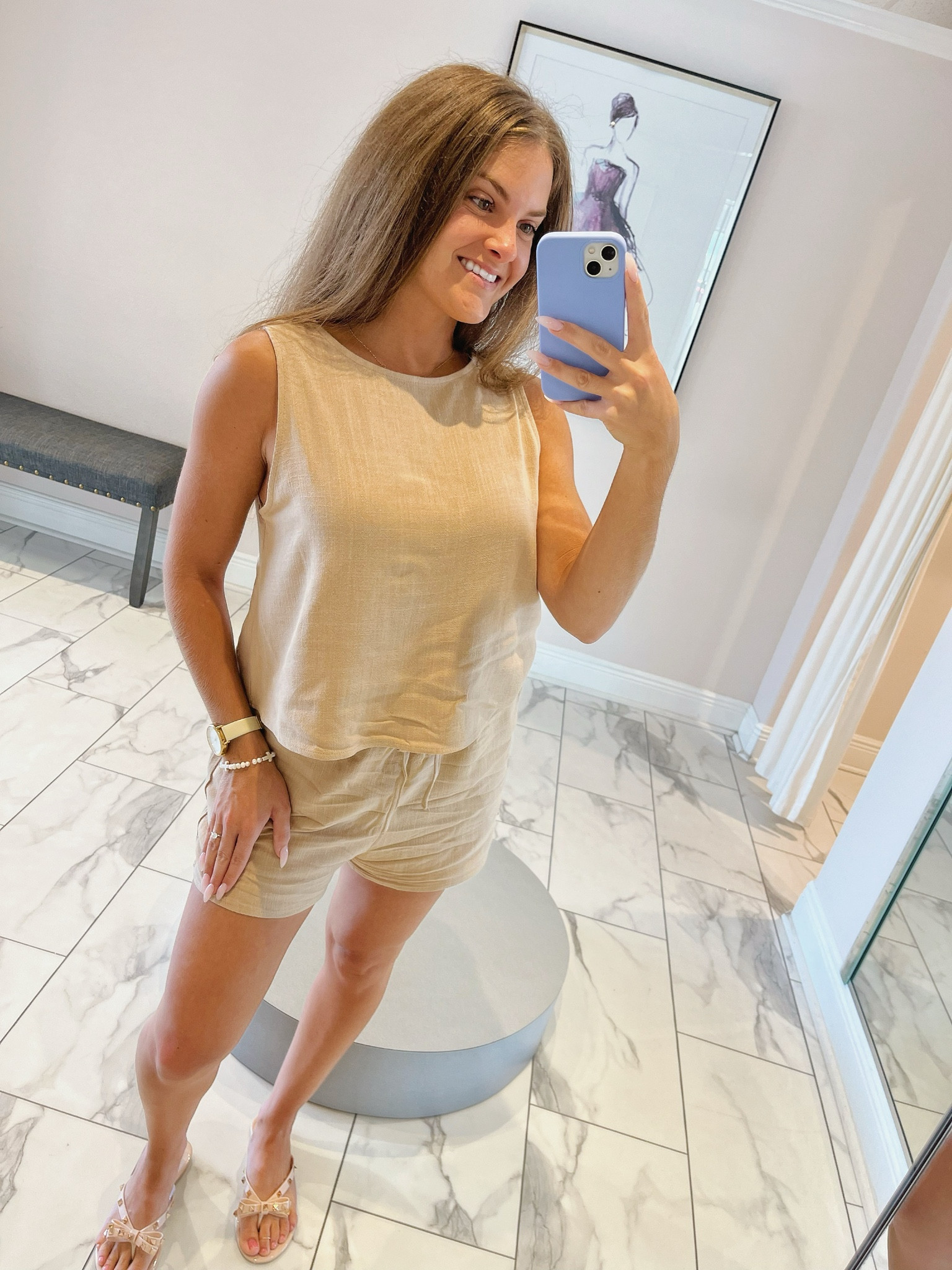 No need to think about what to wear when you have a matching fit! This linen shorts and tank fit is perfect for any warm day errand run! The shoes are also exact Valentino dupes!

#LTKshoecrush #LTKGiftGuide #LTKMostLoved