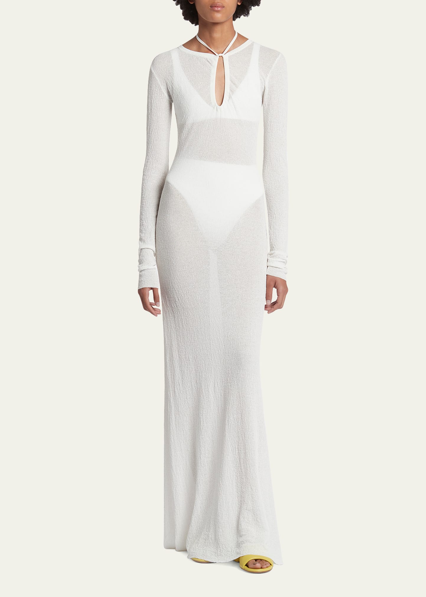 SIR Emmeline Sheer Halter Long-Sleeve Maxi Dress | Bergdorf Goodman