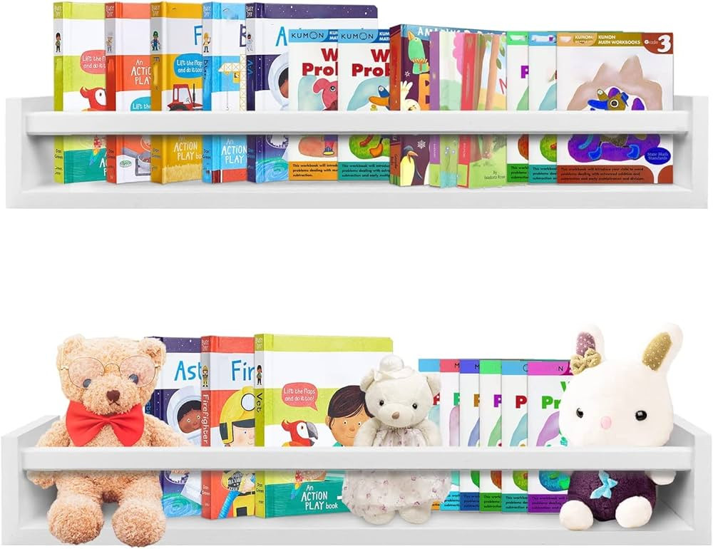hundrecip Floating Book Shelves White 24inch Set of 2 for Nursery Bathroom Bedroom (White-24), 24... | Amazon (US)
