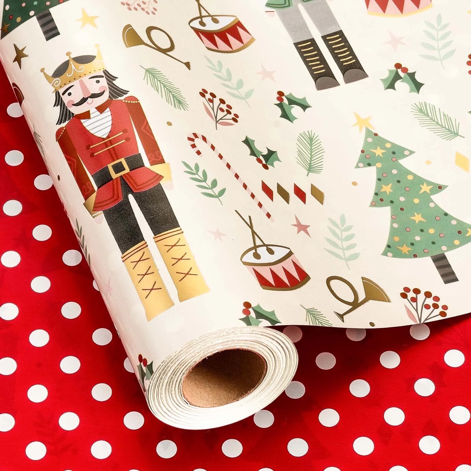 HOMERAL Christmas Wrapping Paper Roll - Gift Wrap with Nutcracker, Christmas Tree and Gift Box - ... | Walmart (US)