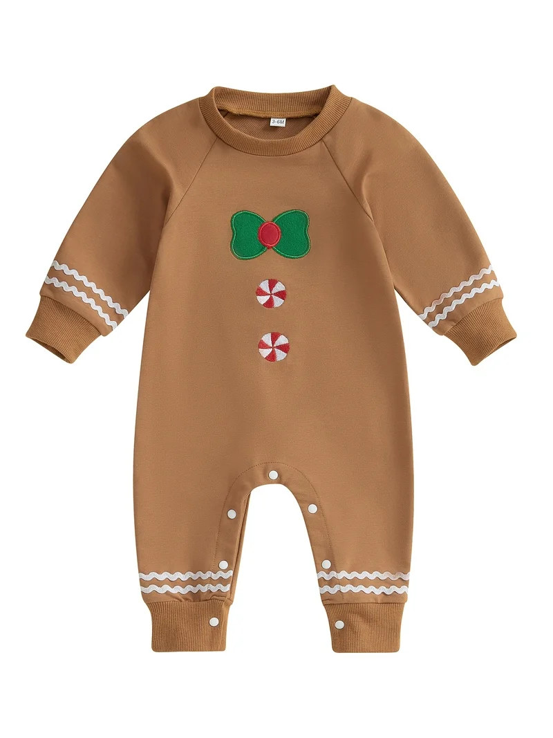ZINTAOZT Baby Boy Girl Christmas Outfit Gingerbread Long Sleeve Sweatshirt Romper One Piece Jumps... | Walmart (US)