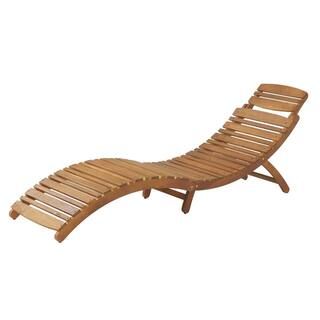 Noble House Lahaina Natural Yellow 1-Piece Wood Outdoor Chaise Lounge 9400 | The Home Depot