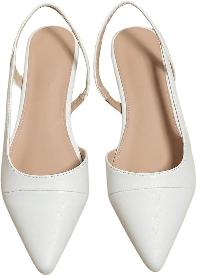OYOANGLE Women's Pointed Toe Slingback Flats Slip on Flats Casual Dressy Office Work Shoes | Amazon (US)