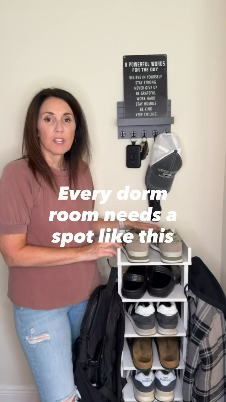 Running out of room for shoes? Go vertical. This slim shoe tower keeps sneakers, sandals, and everyday shoes organized without taking up valuable dorm floor space. One of our favorite small-space storage solutions for college. Dorm shoe storage, vertical shoe organizer, dorm organization, small space storage, college dorm essentials, dorm room ideas.

#LTKU #LTKHome