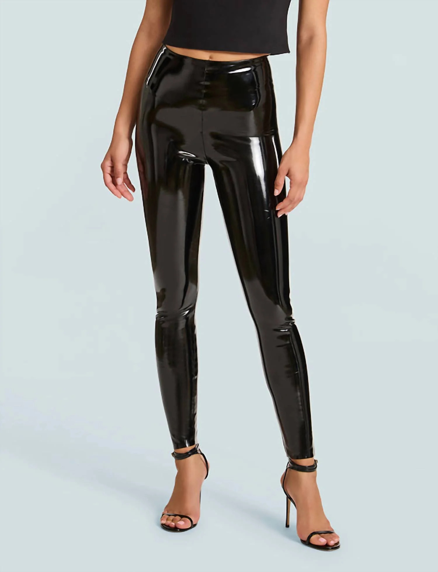 Faux Patent Leather Legging In Black | Shop Simon