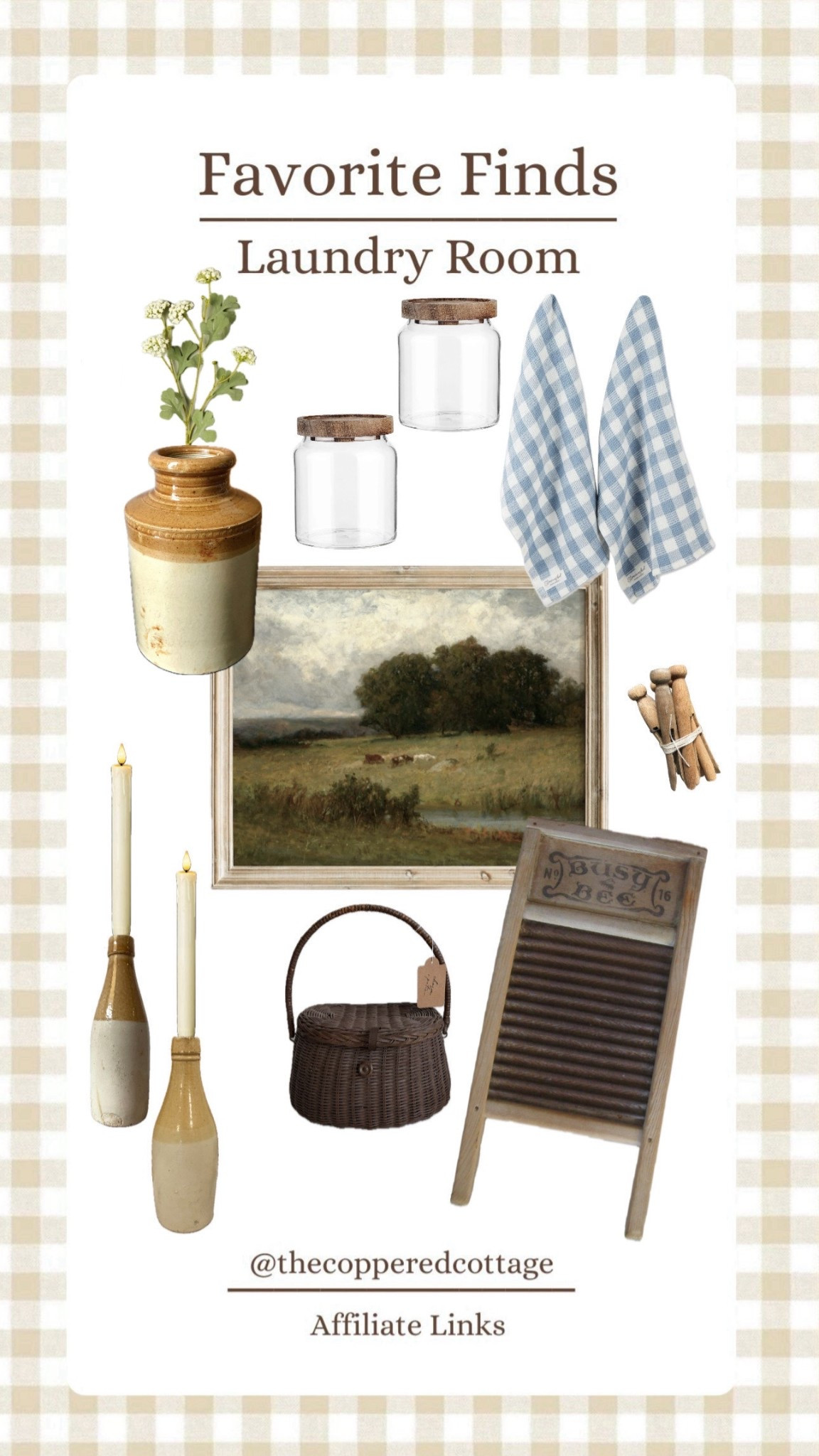 Laundry Room
Laundry room decor/laundry room storage/storage/gingham/towel/stoneware crock/crock/jars/glass jars/storage jars/storage containers/candle/basket/vintage/antique/home decor/art/cottage/farmhousee

#LTKHome #LTKValentine #LTKSeasonal