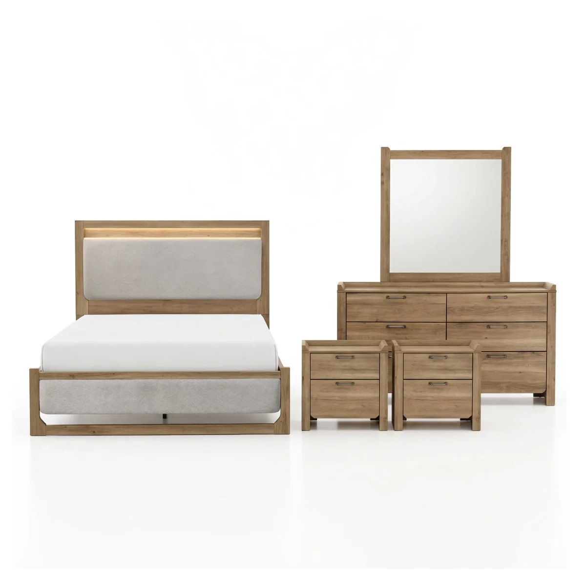 Lunora 5-Piece Bedroom Set With LED Warm Light Headboard | Wayfair North America