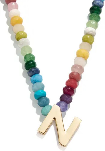 BaubleBar Rainbow Beaded Initial Pendant Necklace | Nordstrom | Nordstrom